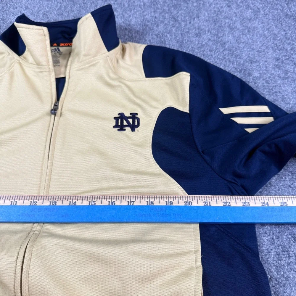 Notre Dame Adidas Track Jacket Mens Large Gold Navy Fighting Irish Climalite Zip